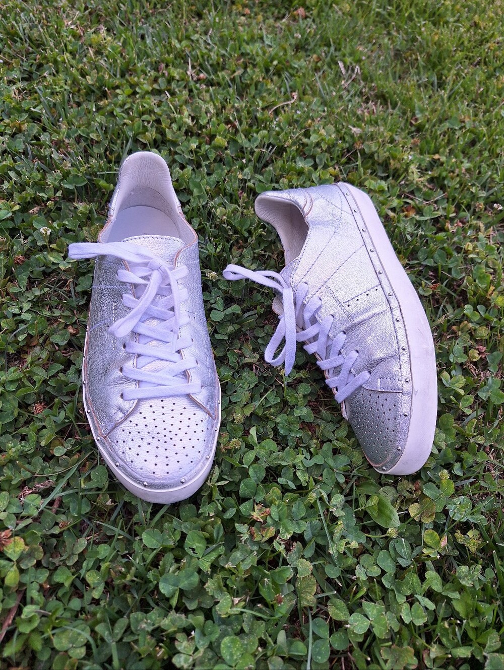 Rebecca Minkoff Metallic Silver Lace-Up Sneakers